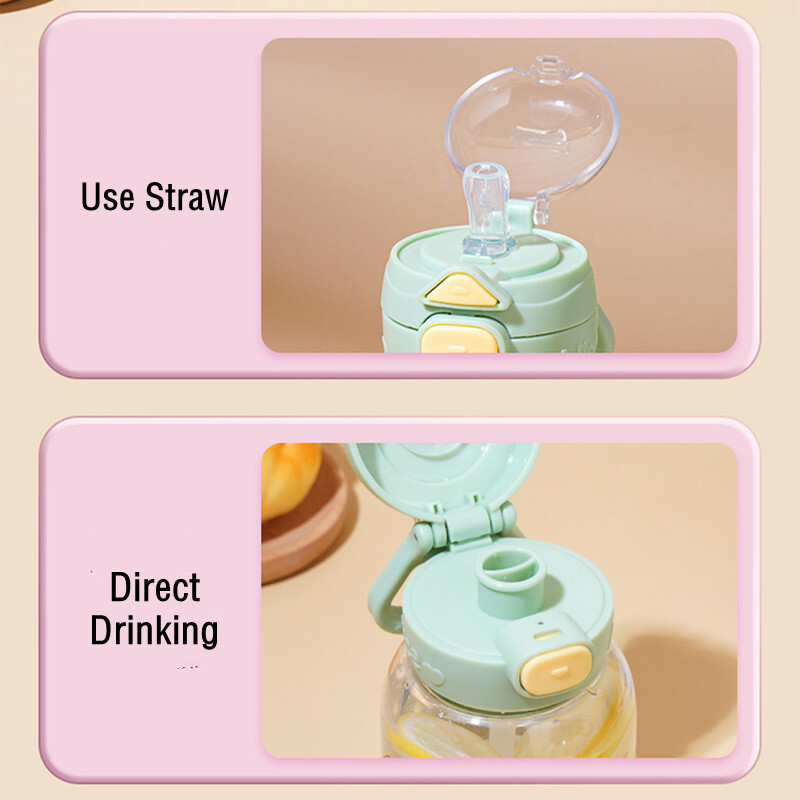 650 ml laste tervislik plastikust veepudel õlgedega BPA-vaba lekkekindel, vastupidav ja purunematu multifilmi laste joogipudel