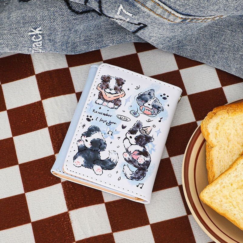 BOMO rahakotid naistele PU-nahast multifilm Armas koeraprint Ilusad rahakotid Mood Kawaii lühike rahakott Daami mündikott Esteetiline kott