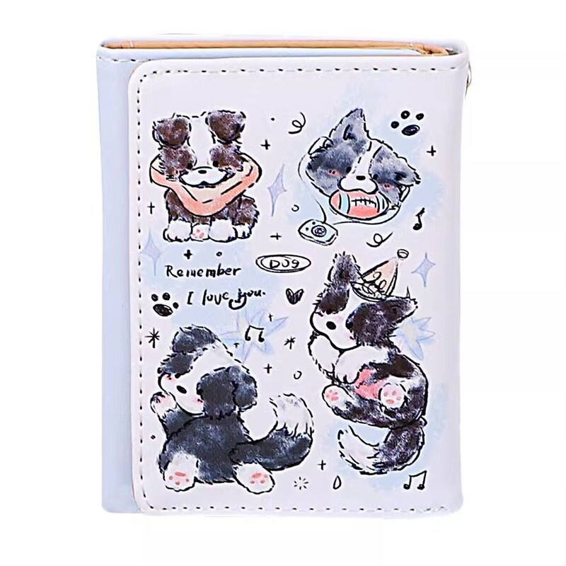 BOMO rahakotid naistele PU-nahast multifilm Armas koeraprint Ilusad rahakotid Mood Kawaii lühike rahakott Daami mündikott Esteetiline kott