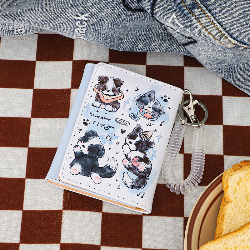 BOMO rahakotid naistele PU-nahast multifilm Armas koeraprint Ilusad rahakotid Mood Kawaii lühike rahakott Daami mündikott Esteetiline kott