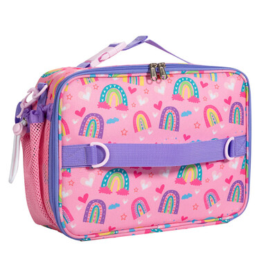 Geantă de prânz pentru copii cu imprimeu unicorn Cutie de prânz reutilizabilă cu suport extern pentru sticle, izolat dublu, rezistent la apă, pentru copii 3 ani+