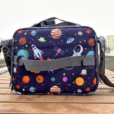 Geantă de prânz pentru copii cu imprimeu unicorn Cutie de prânz reutilizabilă cu suport extern pentru sticle, izolat dublu, rezistent la apă, pentru copii 3 ani+