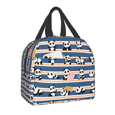 Roztomilý panda medvedík obedár box ženy nepriepustný kreslený zvierací termálny chladič potravín izolovaný obedár taška školské deti študent