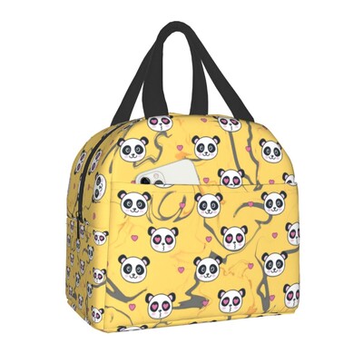Roztomilý panda medvedík obedár box ženy nepriepustný kreslený zvierací termálny chladič potravín izolovaný obedár taška školské deti študent