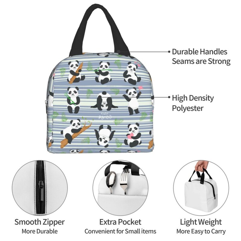 Roztomilý panda medvedík obedár box ženy nepriepustný kreslený zvierací termálny chladič potravín izolovaný obedár taška školské deti študent