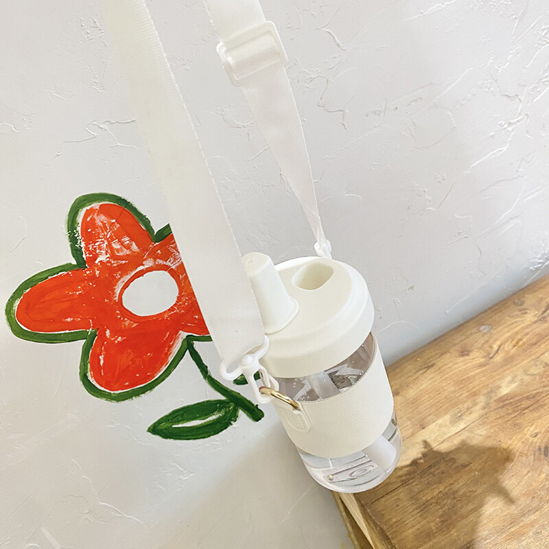 Slatka Pearl Boba Mlijeko Čaj Plastična boca za vodu s kožnom futrolom Bez BPA Žene na otvorenom Mlijeko Sok Posuđe za piće Slamkaste boce