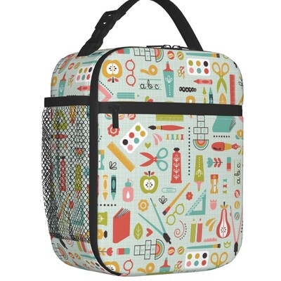 Înapoi la școală Creioane Pixuri Fotbal Baschet Geantă de prânz termoizolată Recipient portabil de prânz pentru depozitare la birou, cutie de mâncare