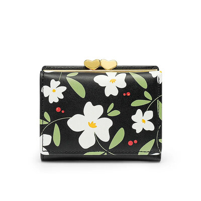 Moodne naiste armas lilleline rahakott Brändi disainiga PU-nahast naiste lühike mündirahakott Väike naiste kaardihoidja Siduriga rahakotid naistele