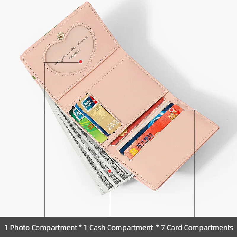 Moodne naiste armas lilleline rahakott Brändi disainiga PU-nahast naiste lühike mündirahakott Väike naiste kaardihoidja Siduriga rahakotid naistele