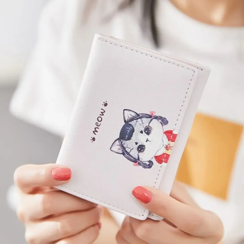 Kasside rahakotid naistele Mood Armsad multifilmid Luksuslik naiste väike rahakott Nahast lühike kaardipakett Naiste rahakott Mündikott