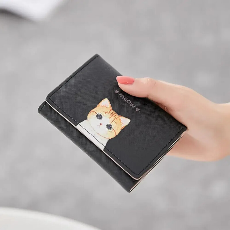 Kasside rahakotid naistele Mood Armsad multifilmid Luksuslik naiste väike rahakott Nahast lühike kaardipakett Naiste rahakott Mündikott