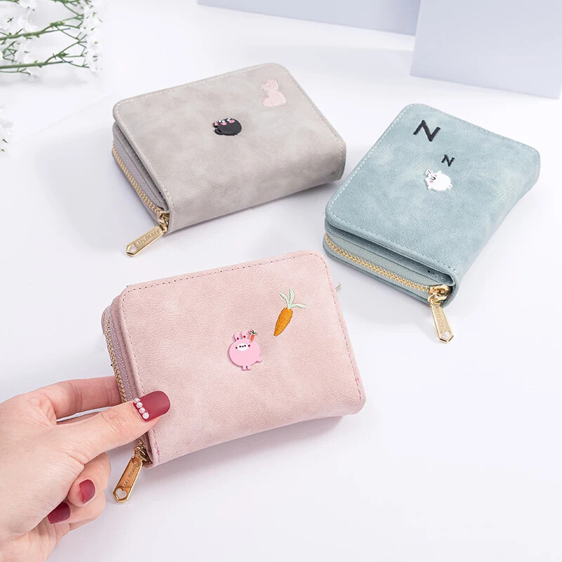 Сладък портфейл Ins Портмонета за монети Дамски чанти за сладки пари Студентски Универсални преносими мини квадратни портфейли Портмоне за закопчаване Клъч чанта