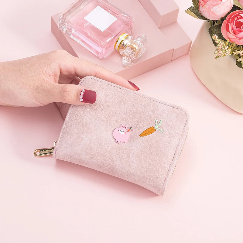 Сладък портфейл Ins Портмонета за монети Дамски чанти за сладки пари Студентски Универсални преносими мини квадратни портфейли Портмоне за закопчаване Клъч чанта