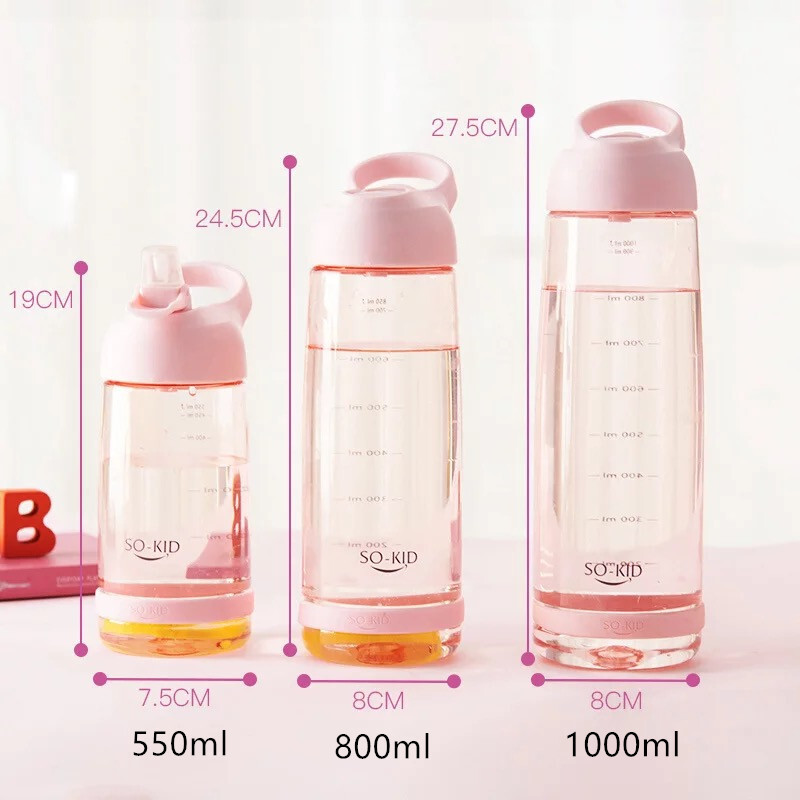 Kaasaskantav veepudel õlgedega Tervislik plastikust reisijoogid Spordišeiker Minu joogipudelid Armsad laste veepudelid beebidele