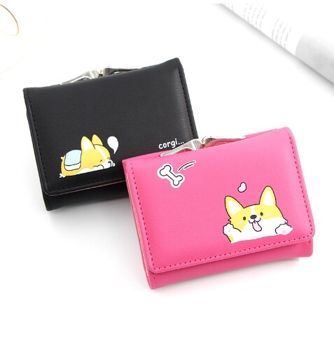 Portofele drăguțe de desene animate pentru femei cu suport pentru card Mutil Portofel scurt de designer de lux Poșetă cu monede în trei ori Poșetă retro Poșetă pentru femei