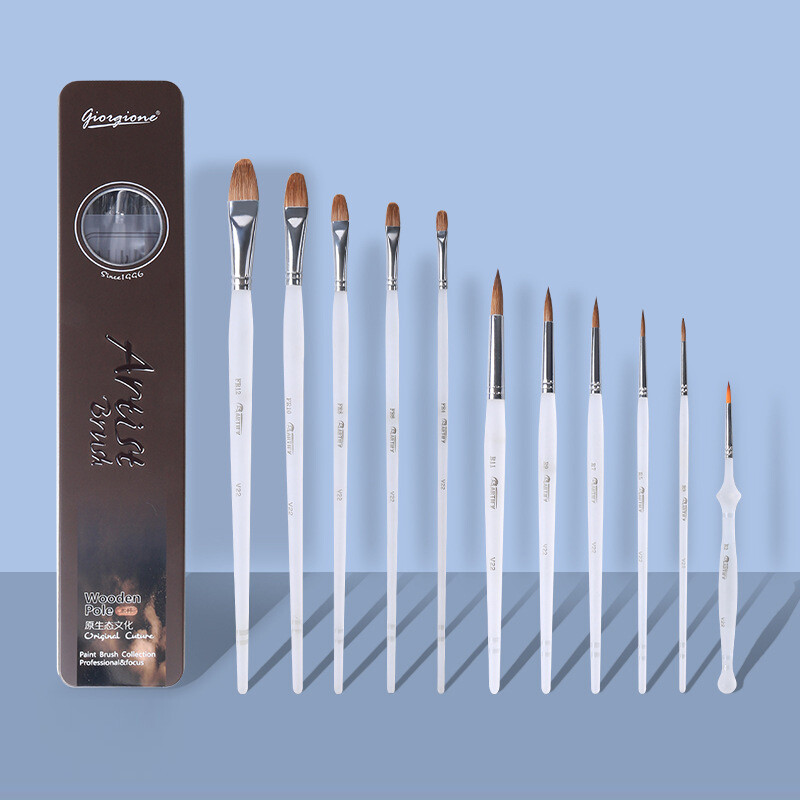 Esmaklassiline 11 tk akvarellipintslikomplekt läbipaistev pliiatsihoidja Hobuse juuksevärvi pintsliga pliiats raudkast maalimine lastele kingitused kunstitarbed