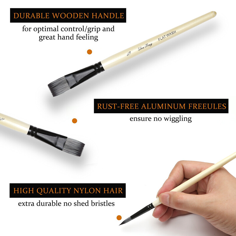 10 tk Art-värvipintslite komplekt, mis sisaldab kandekotti, lastele, kunstnikele, akrüül-, õli-, akvarelli- ja guaššmaali