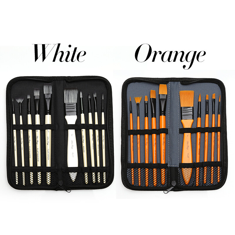 10 tk Art-värvipintslite komplekt, mis sisaldab kandekotti, lastele, kunstnikele, akrüül-, õli-, akvarelli- ja guaššmaali
