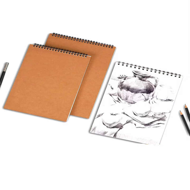 A5 A6 Vintage Spiral Coil Papir Crtanje Slika Grafiti Tvrdi uvez Vertikalni Flip Sketchbook Bilježnica Uredski školski pribor