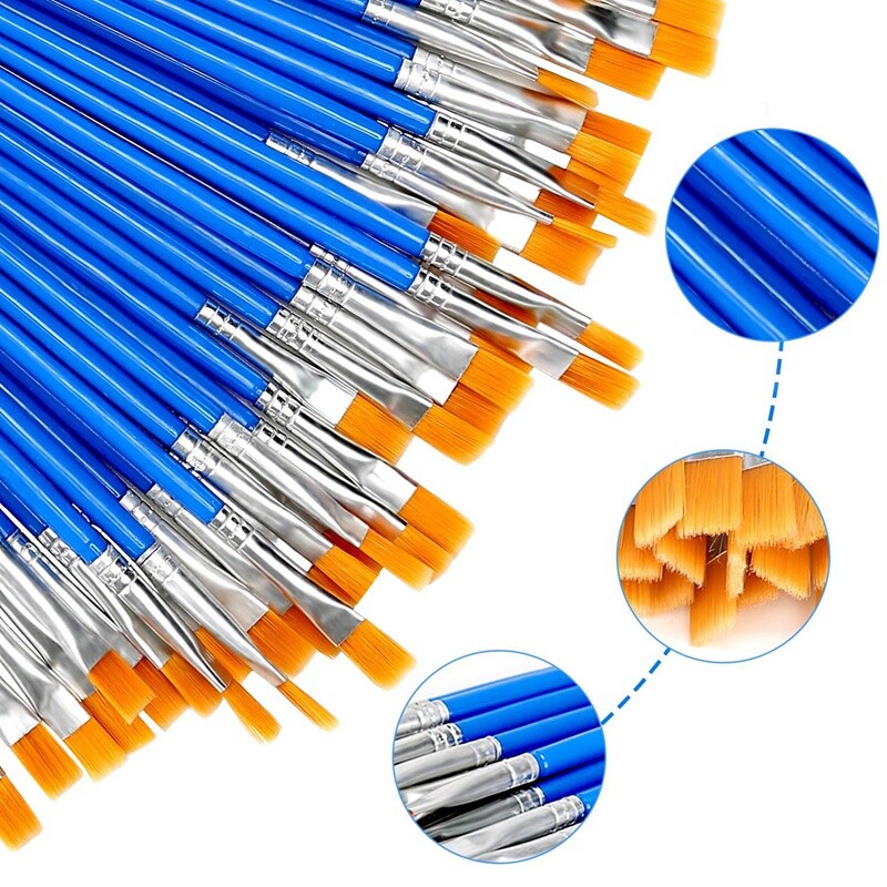 100 tk lamedate pintslite komplekt lastele nailonist juustele akrüülist väike õli akvarellkunstniku maalikomplektid