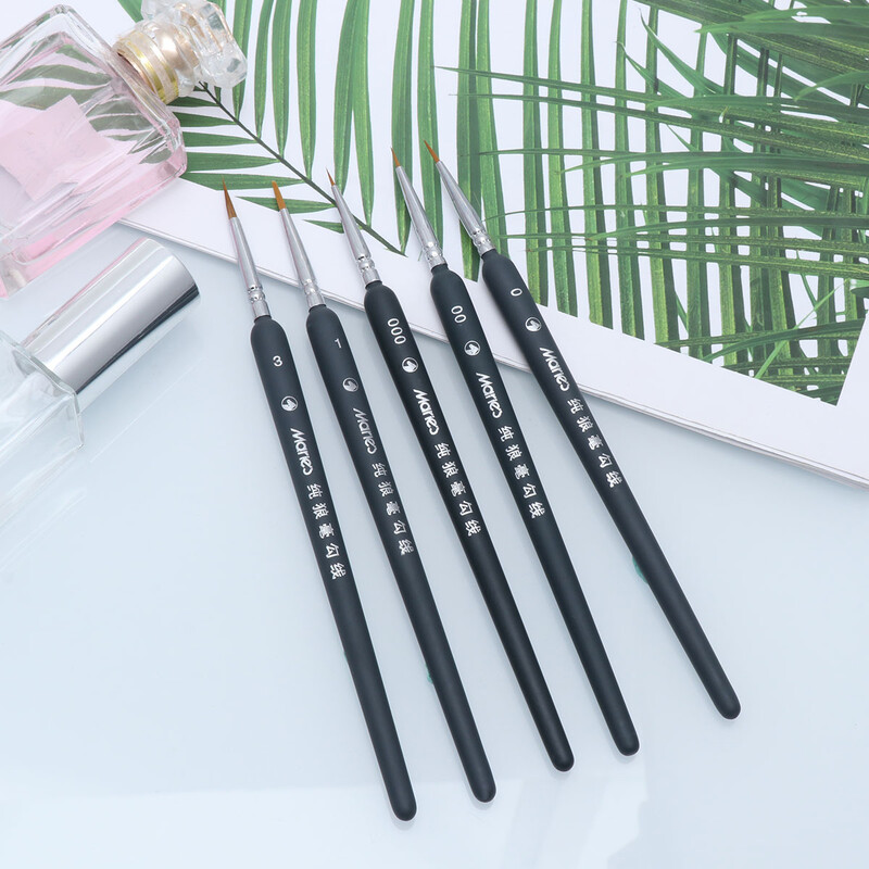 5 τμχ Πινέλα ελαιοχρωματισμού Λεπτομέρεια στο επάνω παλτό νυχιών Μινιατούρα με λεπτές λεπτομέρειες Γράψιμο βράχου Ξύλινο μπαμπού Παιδί