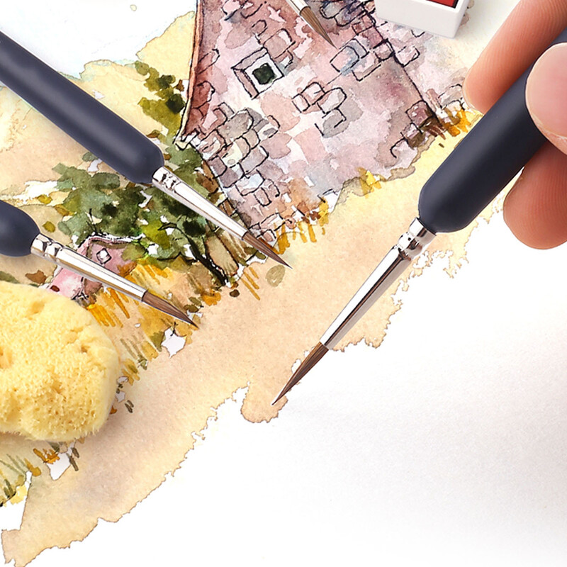 5 τμχ Πινέλα ελαιοχρωματισμού Λεπτομέρεια στο επάνω παλτό νυχιών Μινιατούρα με λεπτές λεπτομέρειες Γράψιμο βράχου Ξύλινο μπαμπού Παιδί