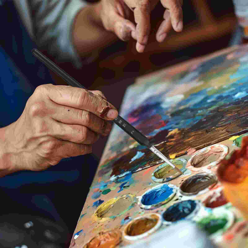 5 τμχ Πινέλα ελαιοχρωματισμού Λεπτομέρεια στο επάνω παλτό νυχιών Μινιατούρα με λεπτές λεπτομέρειες Γράψιμο βράχου Ξύλινο μπαμπού Παιδί