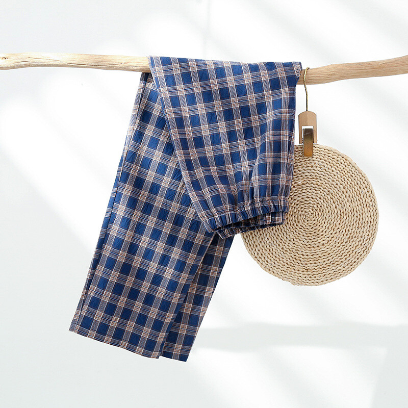 Uus suvine õhuke meeste puhtast puuvillast pestud puuvillane pidžaama, kevad- ja sügispleed, väljas kantav, laiad kodupüksid, konditsioneer