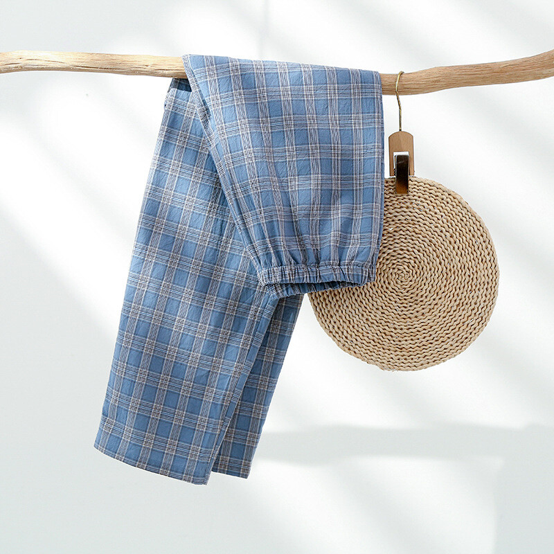 Uus suvine õhuke meeste puhtast puuvillast pestud puuvillane pidžaama, kevad- ja sügispleed, väljas kantav, laiad kodupüksid, konditsioneer