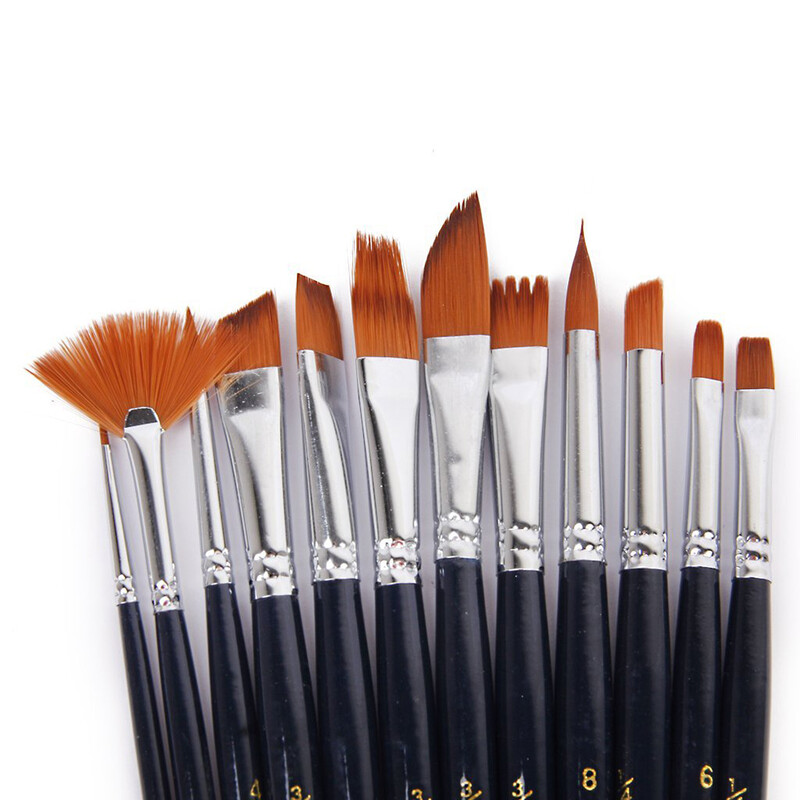 12 tk õliakvarelli pintslid akrüülvärvi ümmargused lastekunstniku detailivärvi pintslid