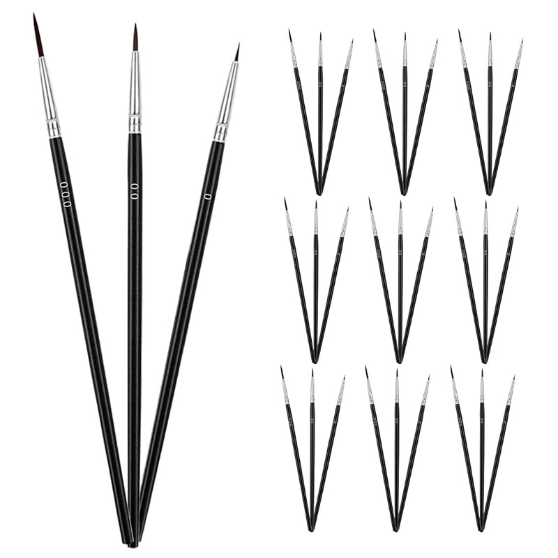 30 vnt. Kablio rašiklio vaikiškų dažų teptukai mažiems tapybai 1700X040X040CM nailono miniatiūros akrilo detalė