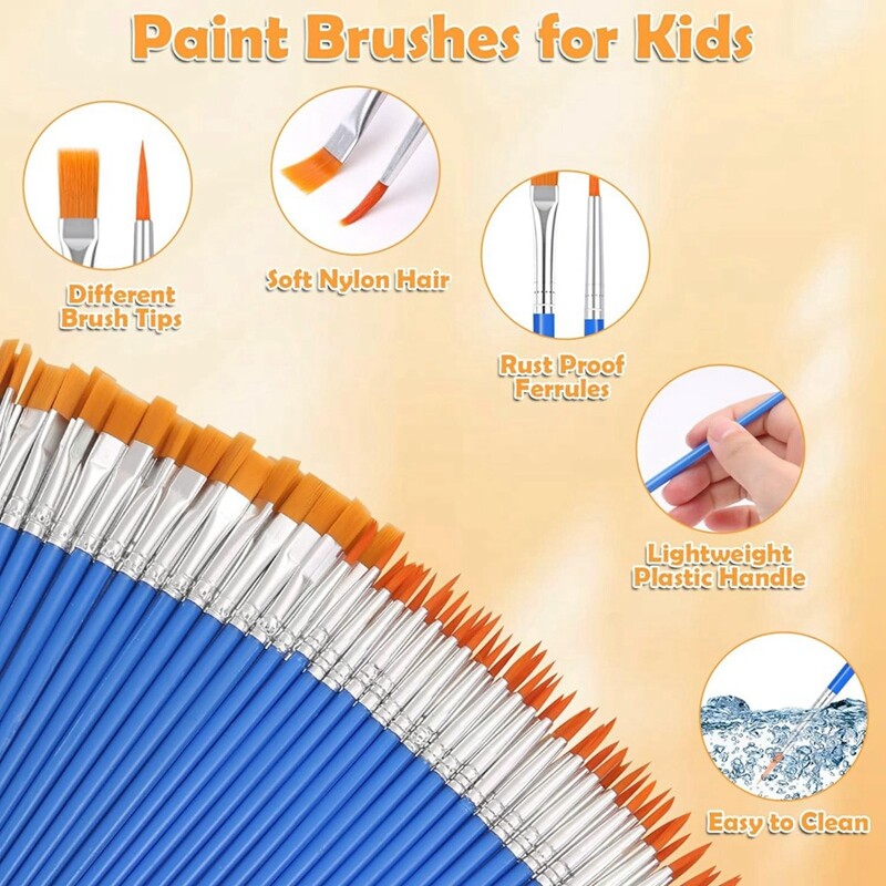 Mali kist od 240 komada, umjetnički kistovi s plosnatim finim vrhom, kistovi za rukotvorine za djecu, uljane vodene boje na platnu