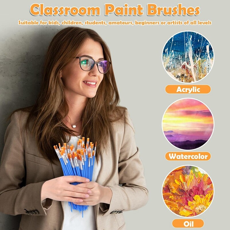 Mali kist od 240 komada, umjetnički kistovi s plosnatim finim vrhom, kistovi za rukotvorine za djecu, uljane vodene boje na platnu