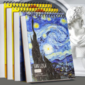 A4/8K Professional Sketchbook 160G 30 Φύλλων Χοντρό χαρτί Κλασικό Κάλυμμα Starry Night Sunflower Watercolor Painting Προμήθειες τέχνης