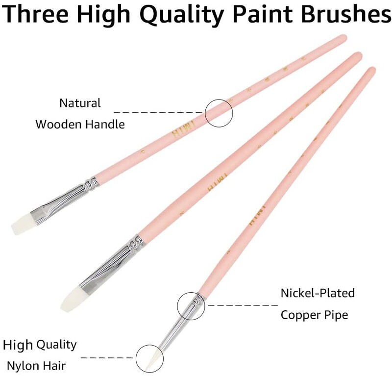 HIMI guaššvärvipintslite komplekt, 3 tükki akrüülõliga guaššvärvide akvarellmaali jaoks, kunstiharrastaja lastele ja täiskasvanutele, nailonist juustele, puidust