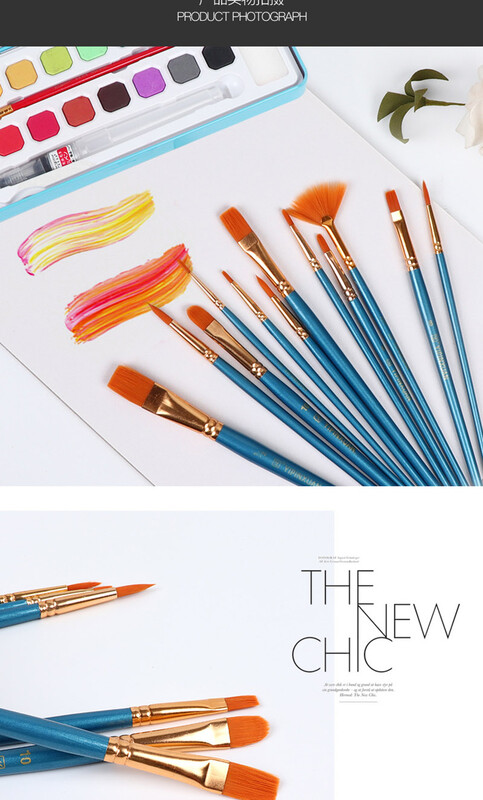 12 tk/komplekt Kvaliteetne laste akvarell-guaššvärvimispliiats nailonjuuksed puidust käepidemega pintslikomplekt joonistuskunsti tarvik