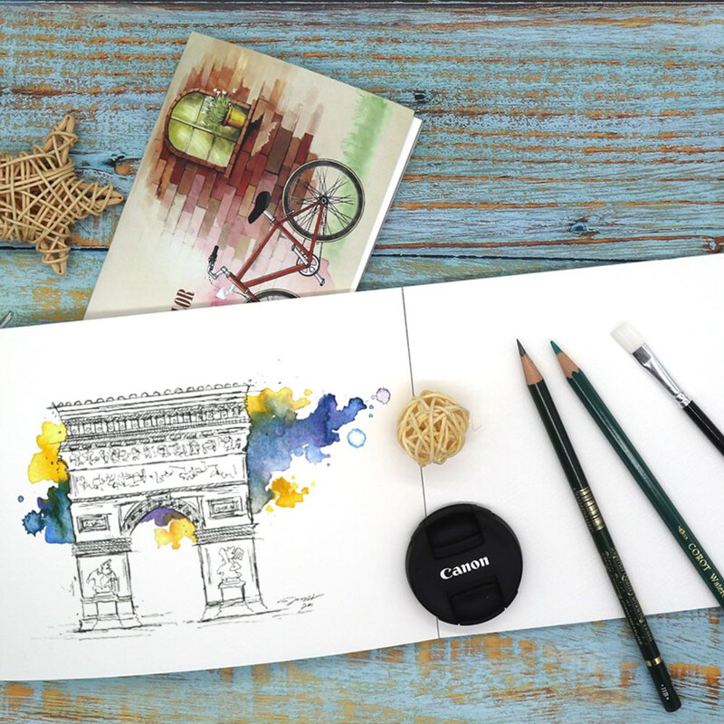 A5/A6 12 coli 300 g/m² Caiet de schițe acuarele pentru începători Schiță în creion de culoare Desen Manual de pictură Hârtie Rechizite de artă