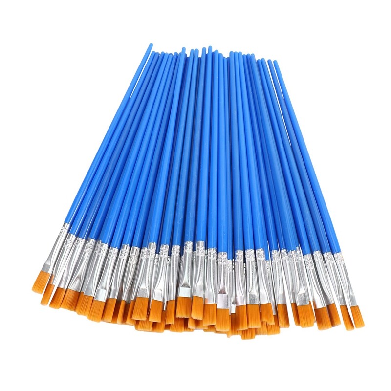 Σετ πινέλα ζωγραφικής 100 τμχ Παιδικά Nylon Flat Hair Small Oil Watercolor Artist Painting Kits Bulk for Children