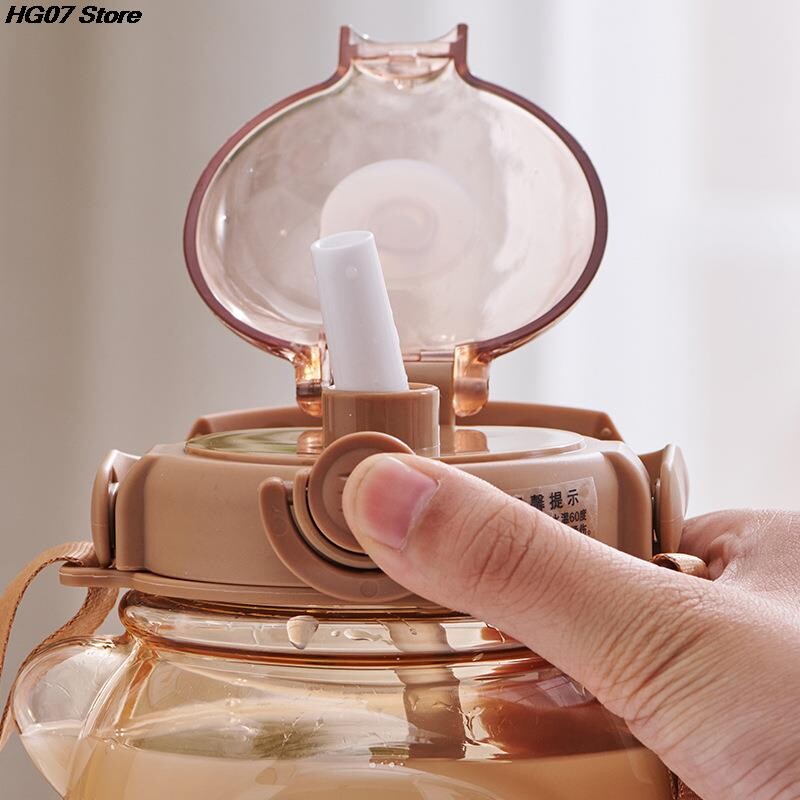 1000 ml suure mahutavusega multifilmi karu plastikust Sippy Cup laste kaasaskantav seljakott veekeetja veepudeli kruus õlgedest tüdruku tassiga