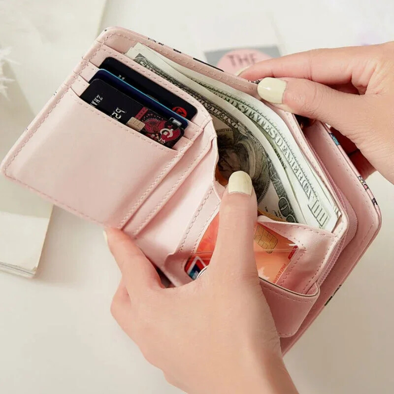Minimultikad Lühikesed rahakotid Naiste Üliõpilaste Müntide Tõmblukk PU-nahast Kokkupandavad Korea rahakotid Sisse kaasaskantavad Lihtsad Kawaii Hoidikud Femme