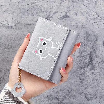 2024. aasta uus naiste rahakott, armas kass, lühike rahakott, nahast väike mündikott, tüdrukute rahakott, kaardihoidja, naiste rahakott.