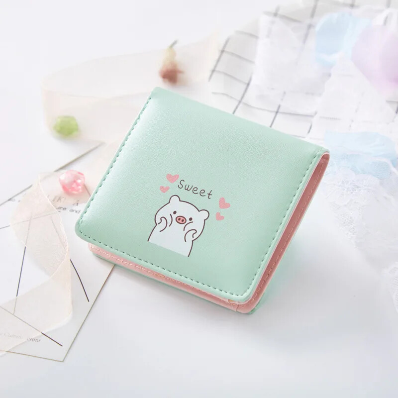 Portofele pentru femei, geantă de bani imprimată cu desene animate, posetă pentru monede, femei, roz dulce, kawaii, mini genți pentru monede, suport pentru carduri, modă pentru fete, pliabile