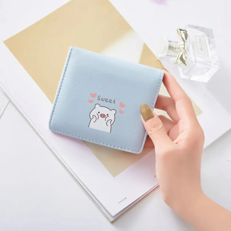 Portofele pentru femei, geantă de bani imprimată cu desene animate, posetă pentru monede, femei, roz dulce, kawaii, mini genți pentru monede, suport pentru carduri, modă pentru fete, pliabile