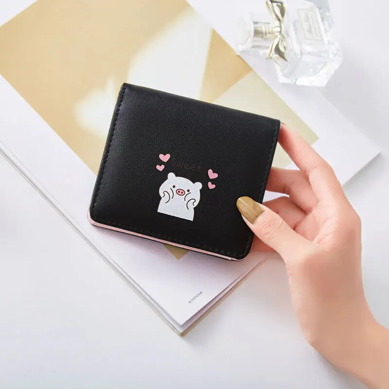 Portofele pentru femei, geantă de bani imprimată cu desene animate, posetă pentru monede, femei, roz dulce, kawaii, mini genți pentru monede, suport pentru carduri, modă pentru fete, pliabile