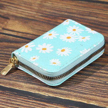 Μόδα Γυναικεία PU Δερμάτινη Daisy Flower Money Bag Card Oaganizer Casual Ladies Μικρό πορτοφόλι Πορτοφόλι με κέρματα Πορτοφόλι ημέρας