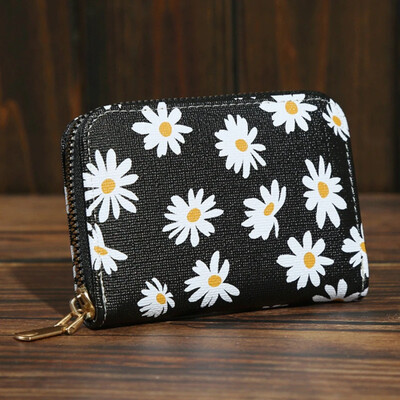 Moda Femei Piele PU Daisy Flower Geanta de bani Card Oaganizer Casual Doamnelor Poșeta mică Portofel Poșetă pentru monede Poșete de zi