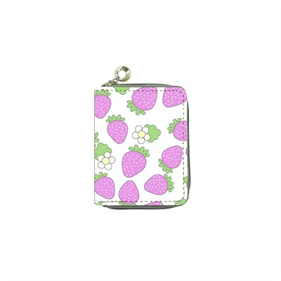 Fruit Strawberry lühike rahakott, kaasaskantav PU-nahast tõmblukuga mündikott, mitme kaardiga rahakott naistele