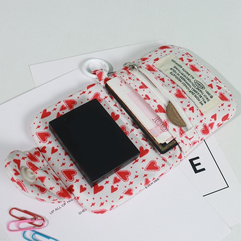 Vastupidavad lõuendist rahakotid armsad korea stiilis kaardikotid, kaardihoidjad, punased armastustrükised väikesed rahakotid, tüdrukud