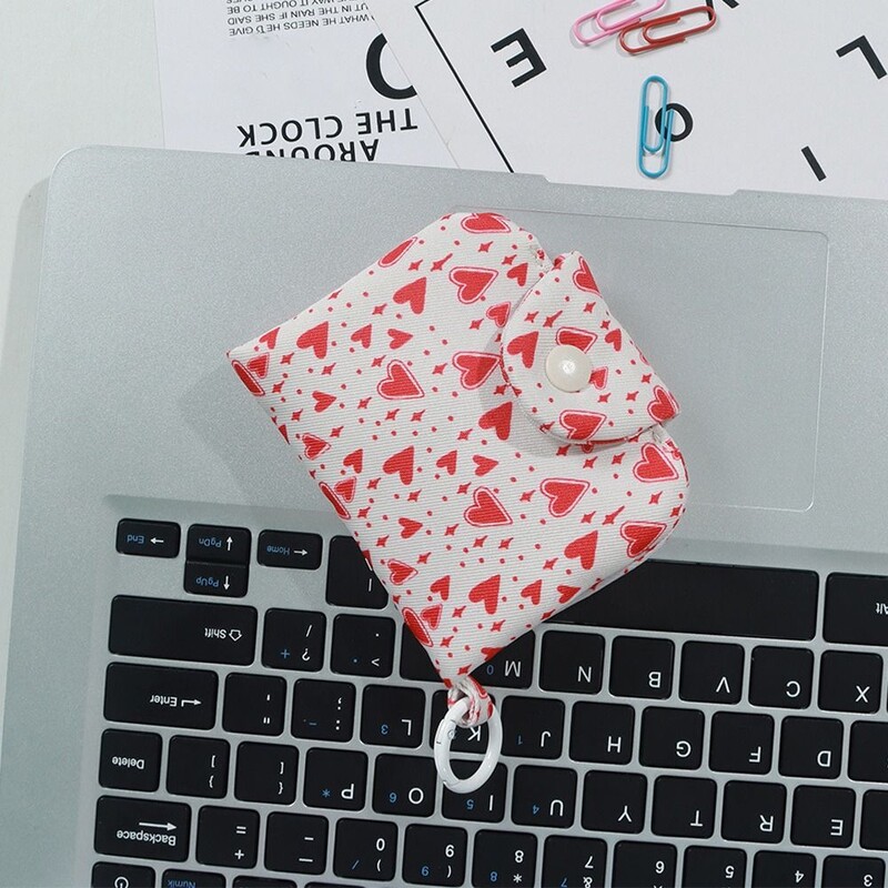 Vastupidavad lõuendist rahakotid armsad korea stiilis kaardikotid, kaardihoidjad, punased armastustrükised väikesed rahakotid, tüdrukud