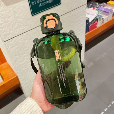 750 ml Curele Sport Sticlă Plată de Apă Cupă Fată Copii Școală FĂRĂ BPA Plastic Călătorie Sport Transparentă Cupă Plată Pătrată Sticlă de băutură